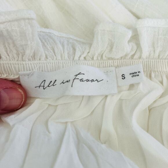 All in Favor White Cotton Gauze Square Neck Sleeveless Smocked Mini Dress XS/SM - Picture 4 of 12